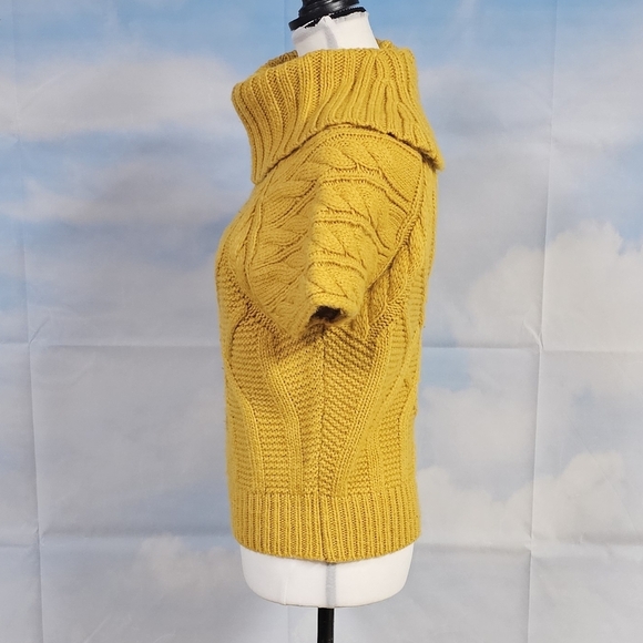 LOFT | WOOL BLEND SHORT SLEEVE FUNNEL NECK SWEATER KNIT TOP - Picture 3 of 16